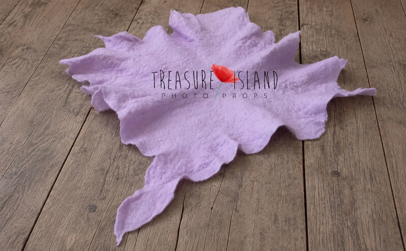 Lavender hand-felted irregular wool blanket with soft textured surface for newborn photography