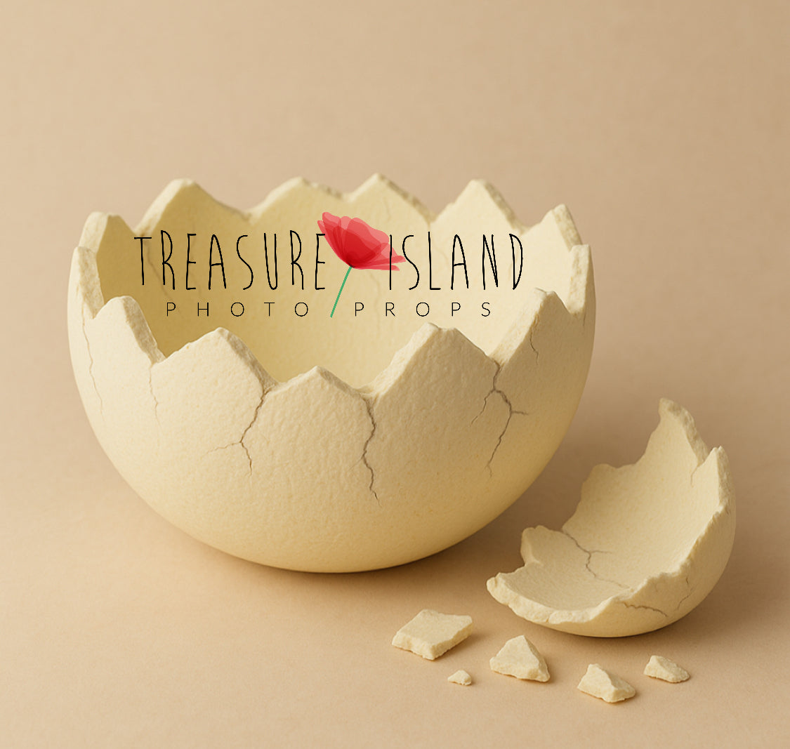 Natural color styrofoam eggshell photography prop with detachable broken top and painted cracks