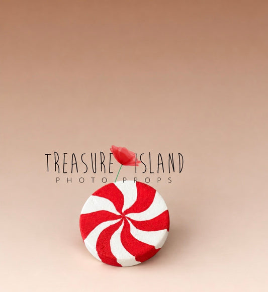 Red and white peppermint candy prop for Christmas newborn and sitter photography