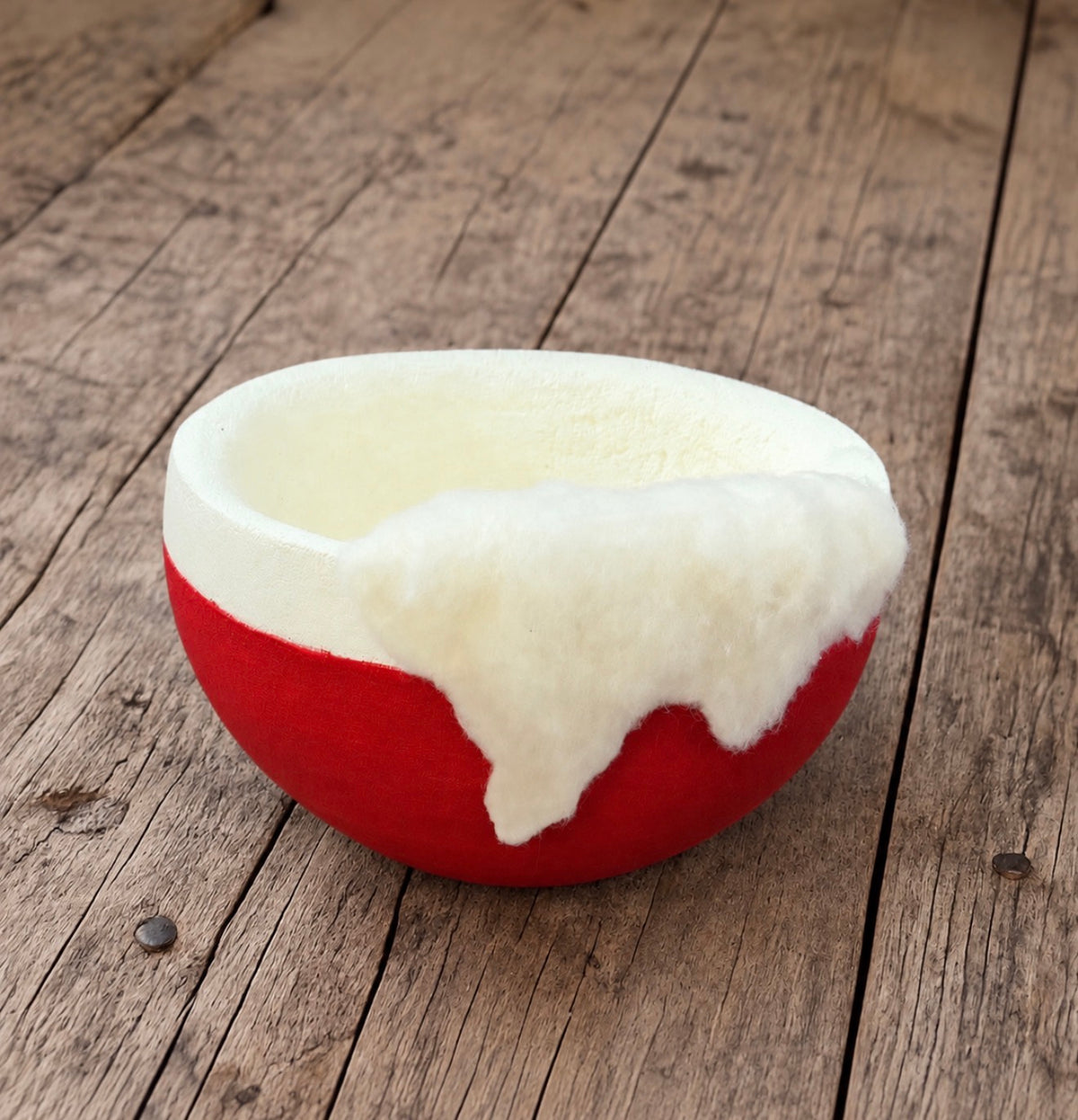 Red and cream handmade Coffee Dream Bowl for newborn and sitter photography