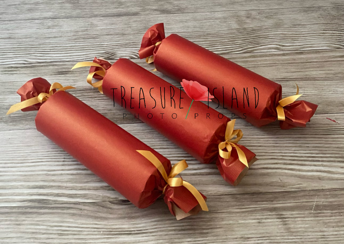Red oversized wrapped candy props for Christmas and Candyland photography