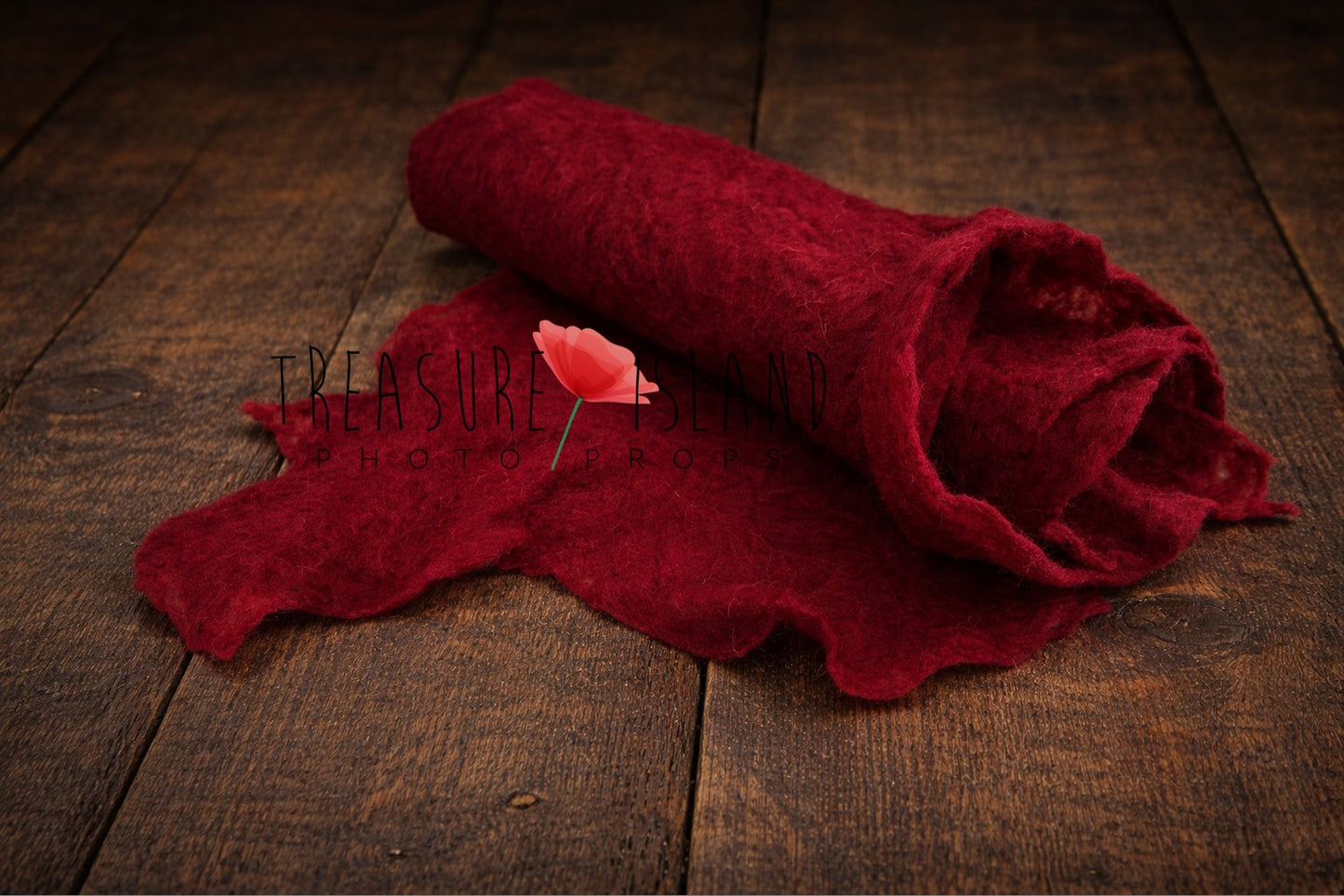 Red extra long felted wool newborn photography wrap