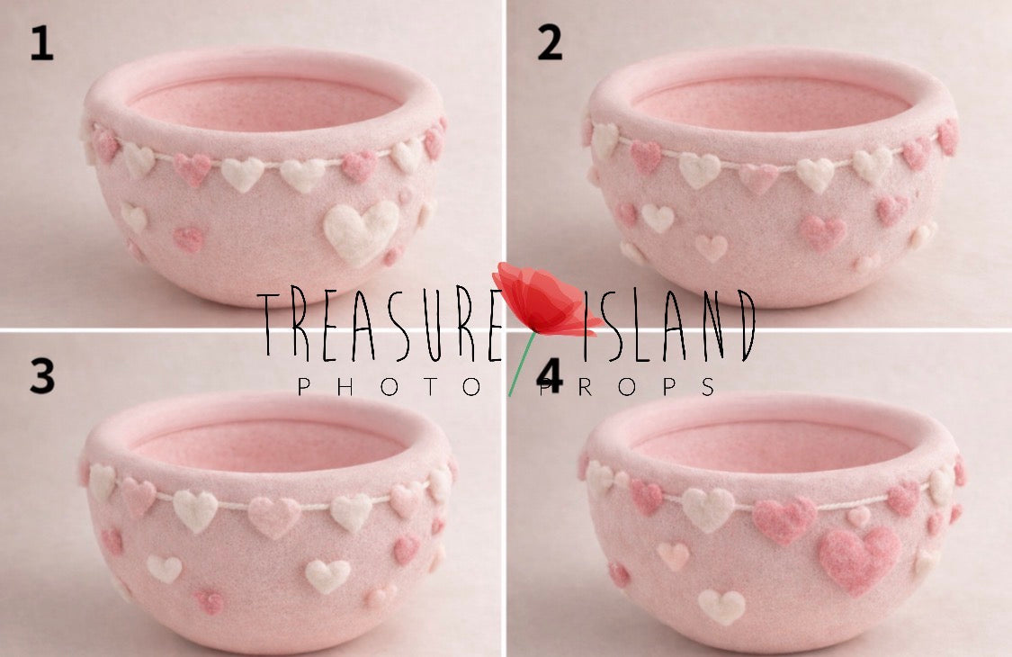 Four numbered heart arrangements available for the Romantic Heart photography bowl