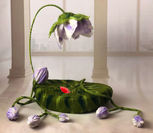 Complete Thumbelina floral newborn prop with nest, flower stem and trailing vine