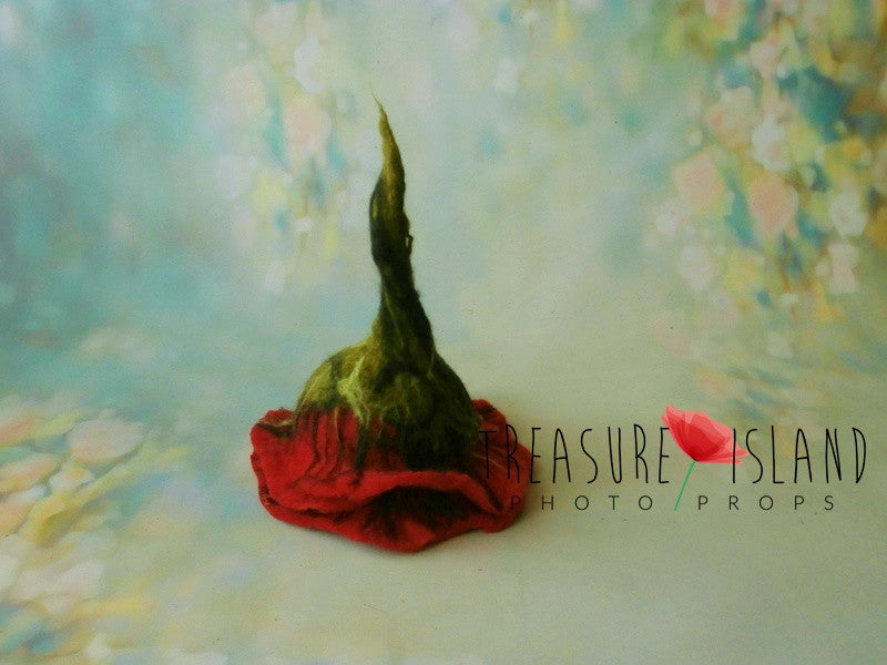 Handmade small wool poppy for floral and Fine Art photography compositions