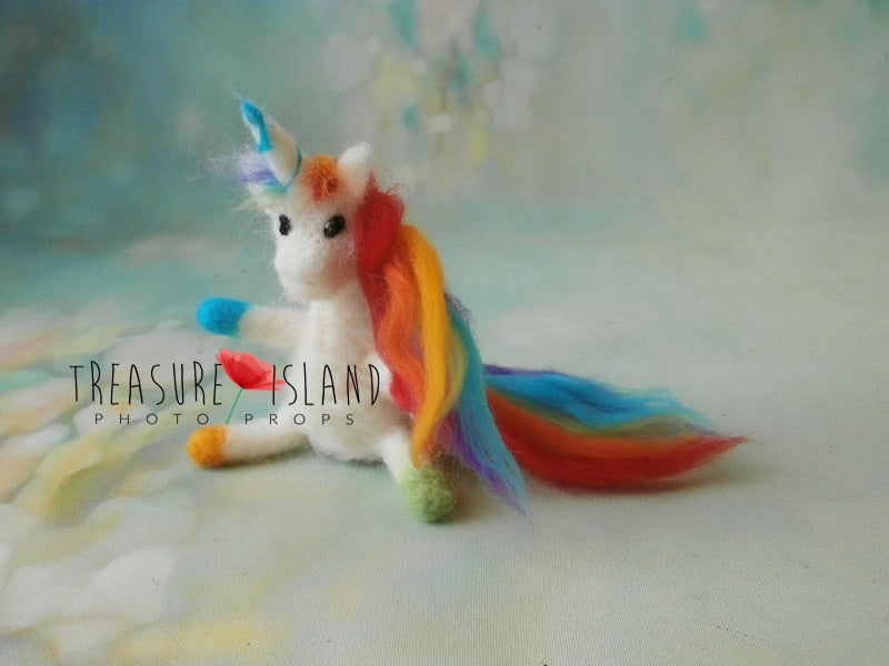 FELTED RAINBOW UNICORN SET ( unicorn _ rainbow tieback _ rainbow with cloud )