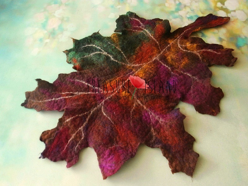 Large felted maple leaf posing layer for newborn and sitter autumn photography