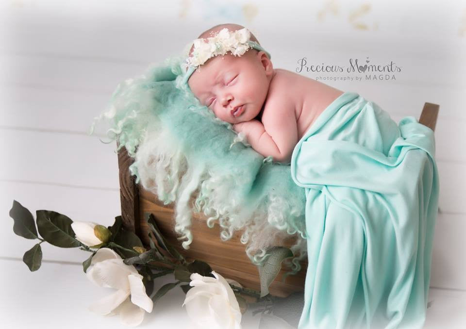 Hand-Felted Newborn Wrap with Natural Curly Locks - Newborn Photo Props