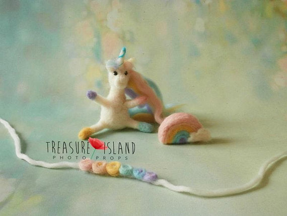 FELTED RAINBOW UNICORN SET ( unicorn _ rainbow tieback _ rainbow with cloud )