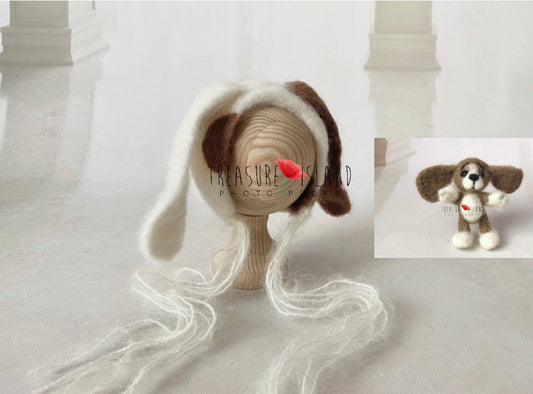 Felted DOG SET ( hat @ toy )  felt animals felted animal NEEDLE animal NEEDLE animals