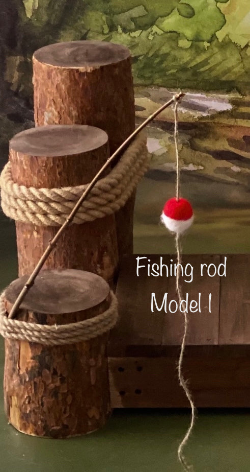 FISHING DOCK - set with 2 fishing rods and 2 Felted fishes
