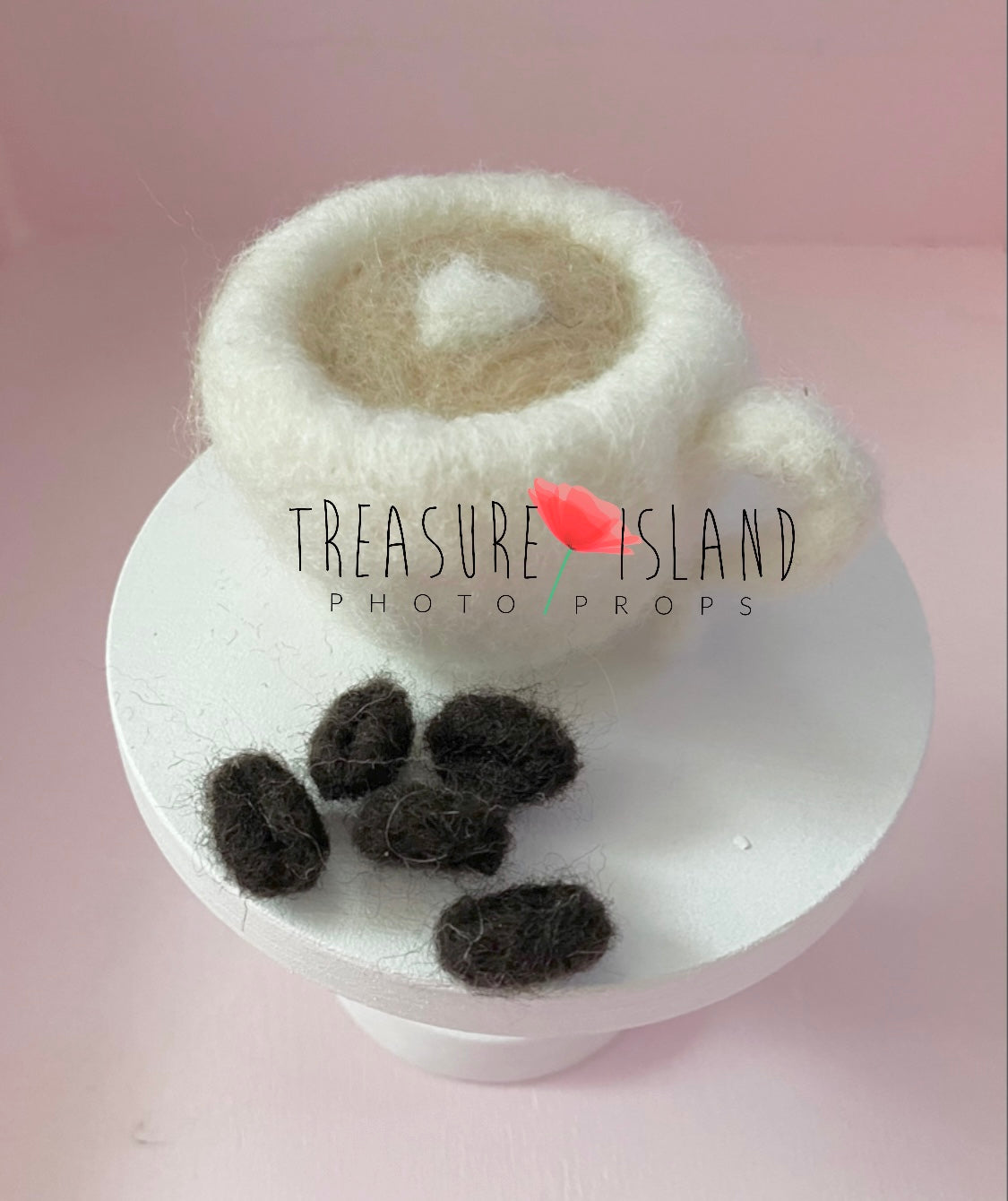 SWEET COLLECTION - Felted Biscuits , Felted cup of coffe and 5 coffee beans