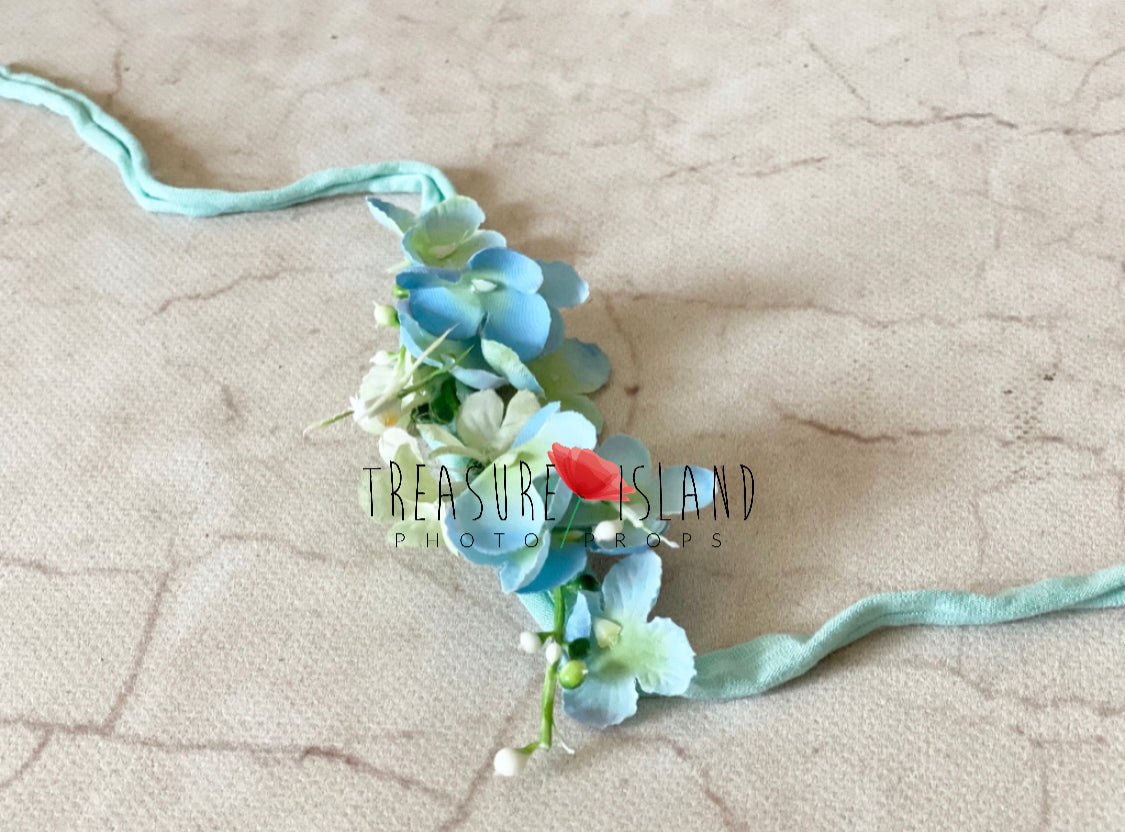 BOHO flower headband / halo - turquoise