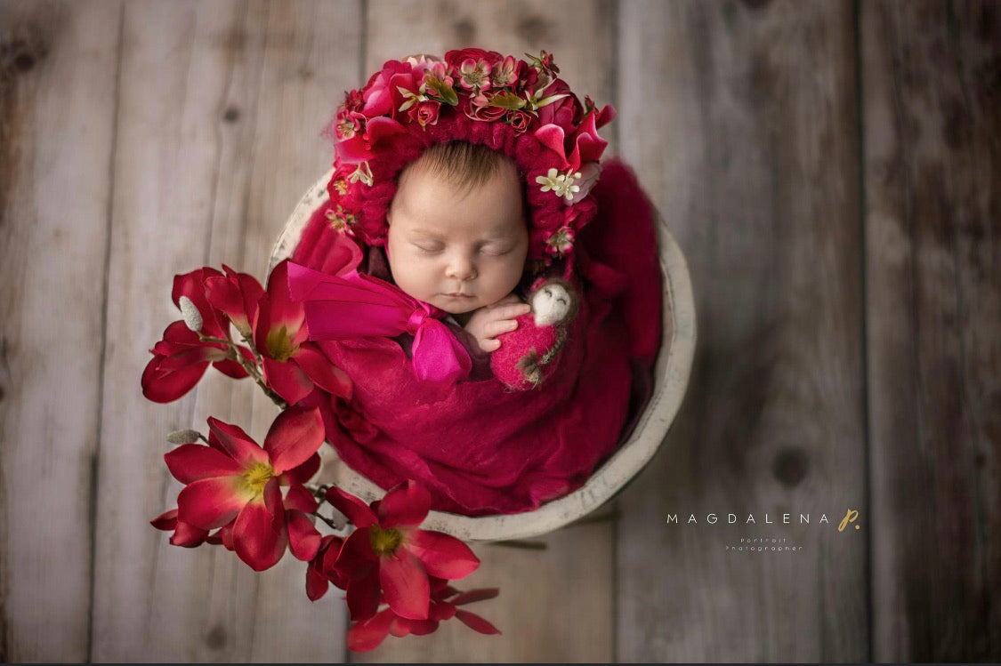 FLORAL SET bonnet + wrap+ doll