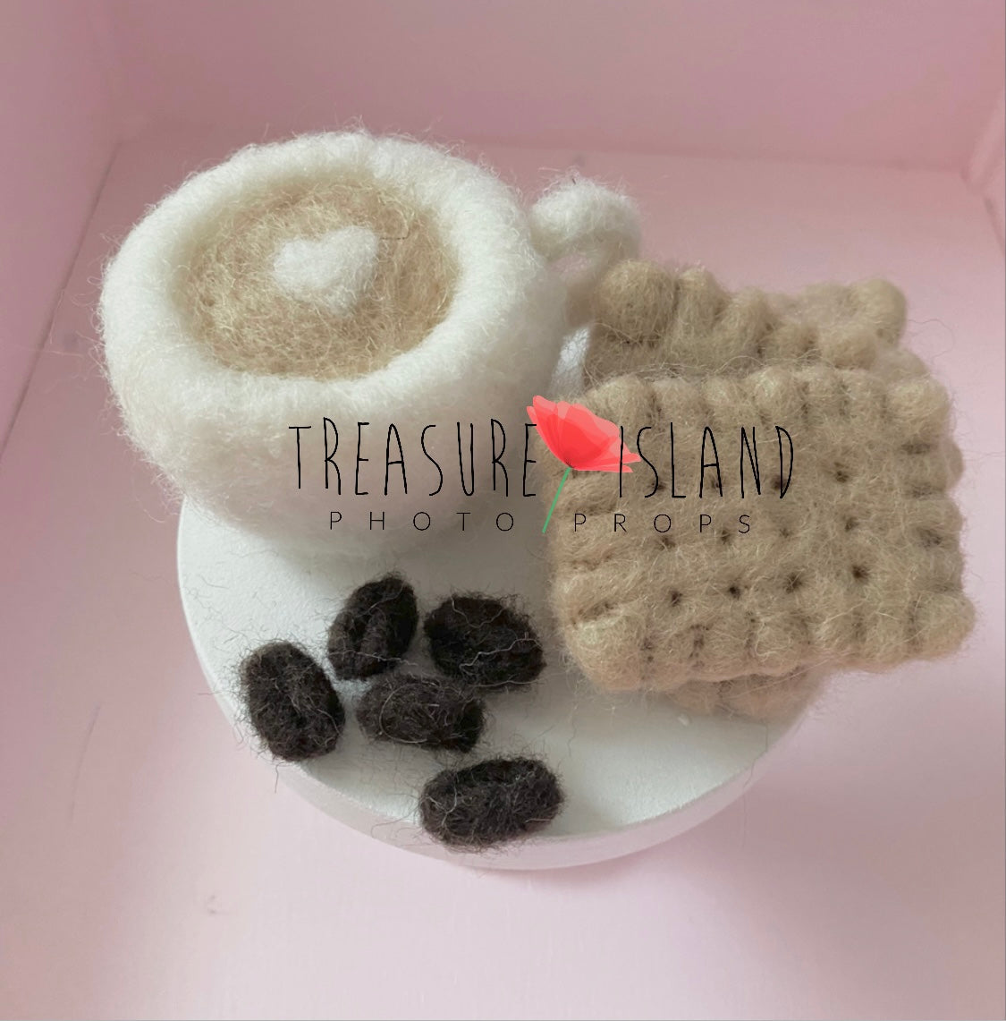 SWEET COLLECTION - Felted Biscuits , Felted cup of coffe and 5 coffee beans