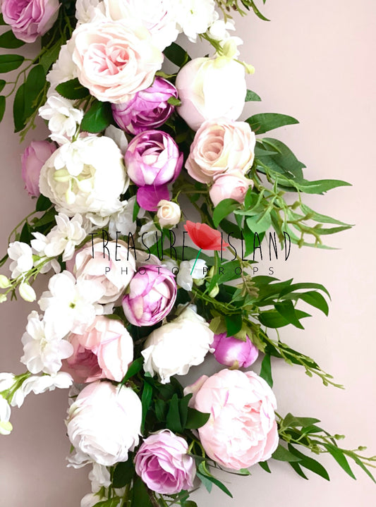 Flower GARLAND white & pink