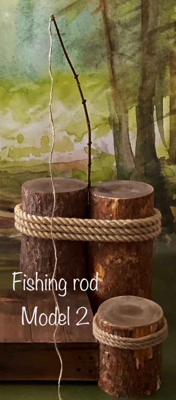 FISHING DOCK - set with 2 fishing rods and 2 Felted fishes