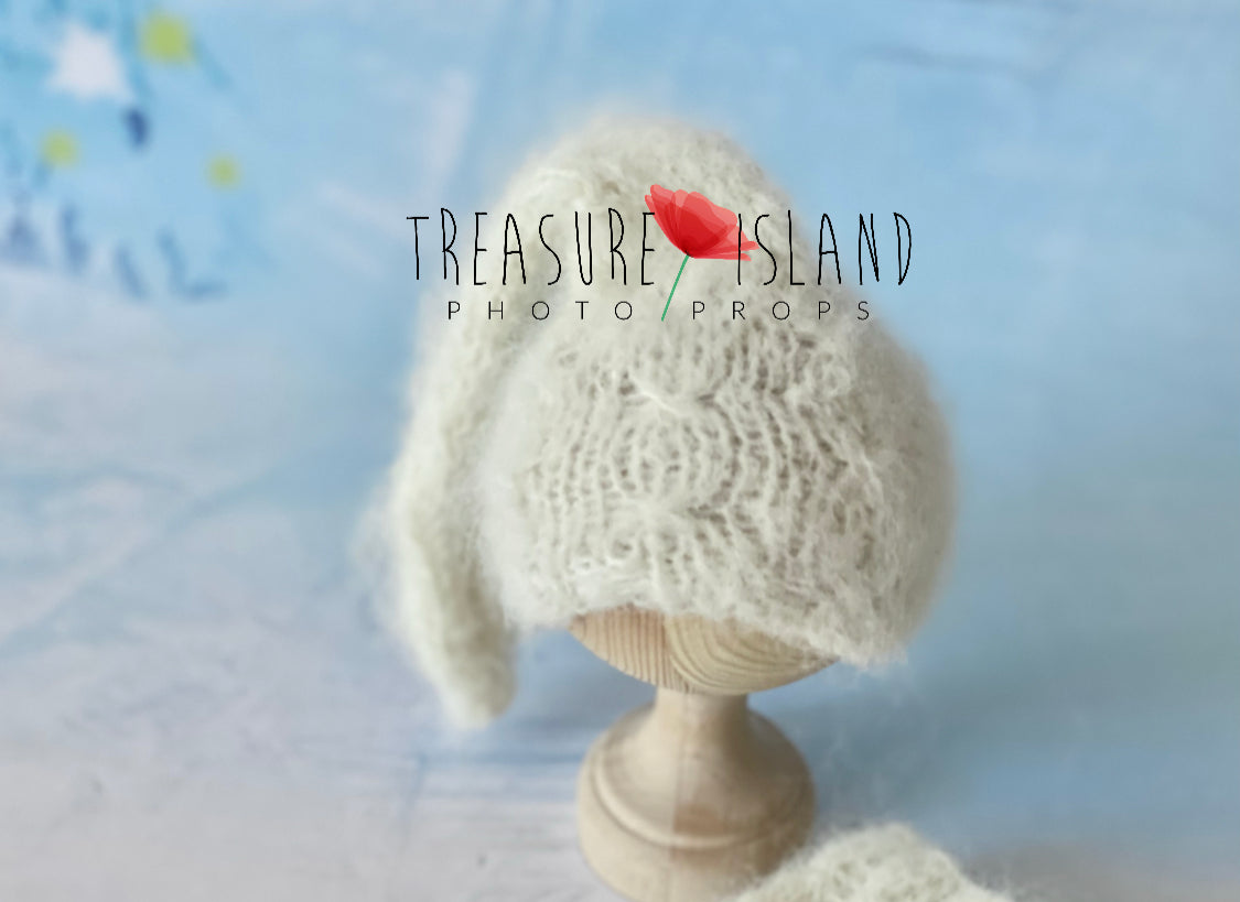 Christmas collection - FLUFFY SNOWY SET - coccon + pixie hat