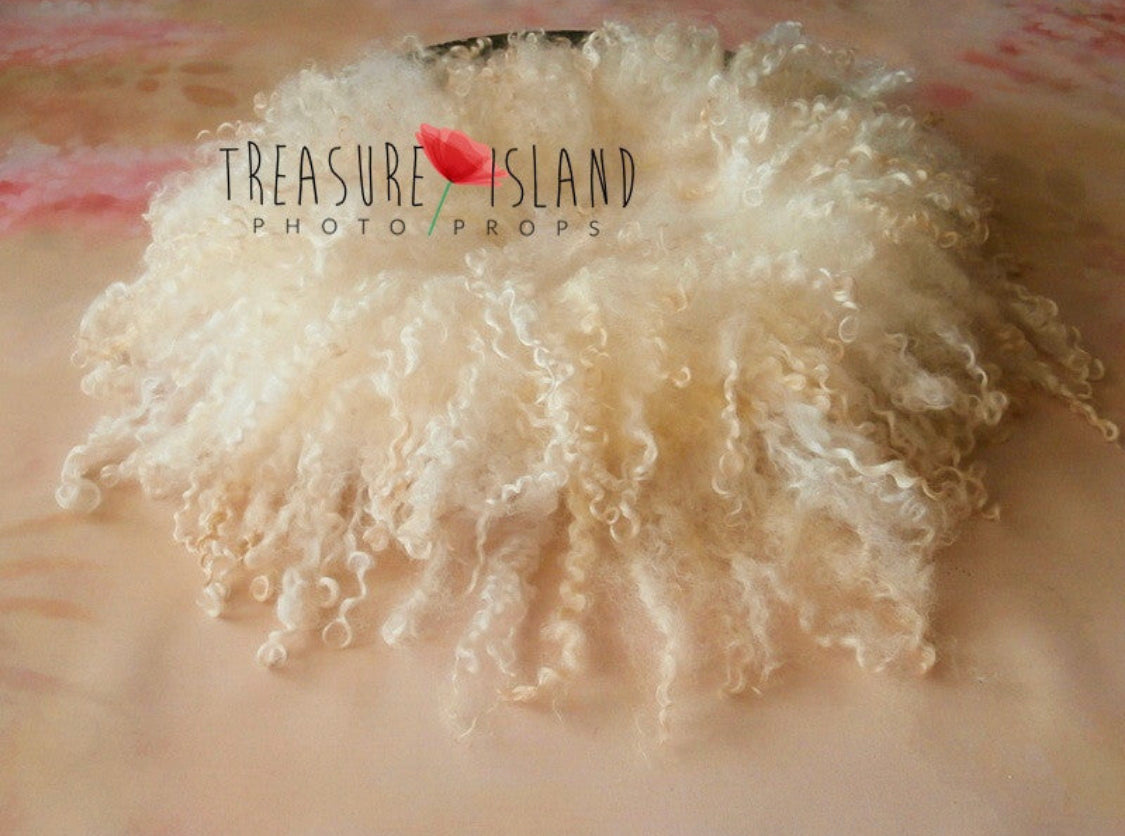 Pearl White natural sheep curl blanket with soft hand-felted wool texture for fine art photography