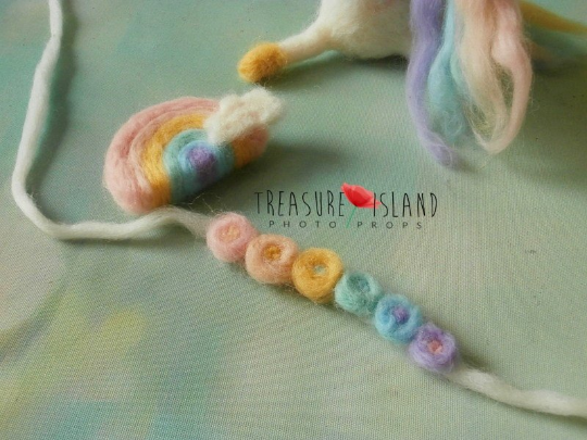 FELTED RAINBOW UNICORN SET ( unicorn _ rainbow tieback _ rainbow with cloud )