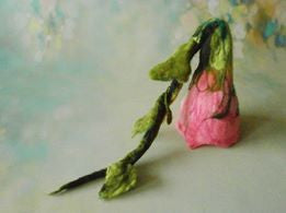 FELTED FLOWER HAT  long stalk with leaves